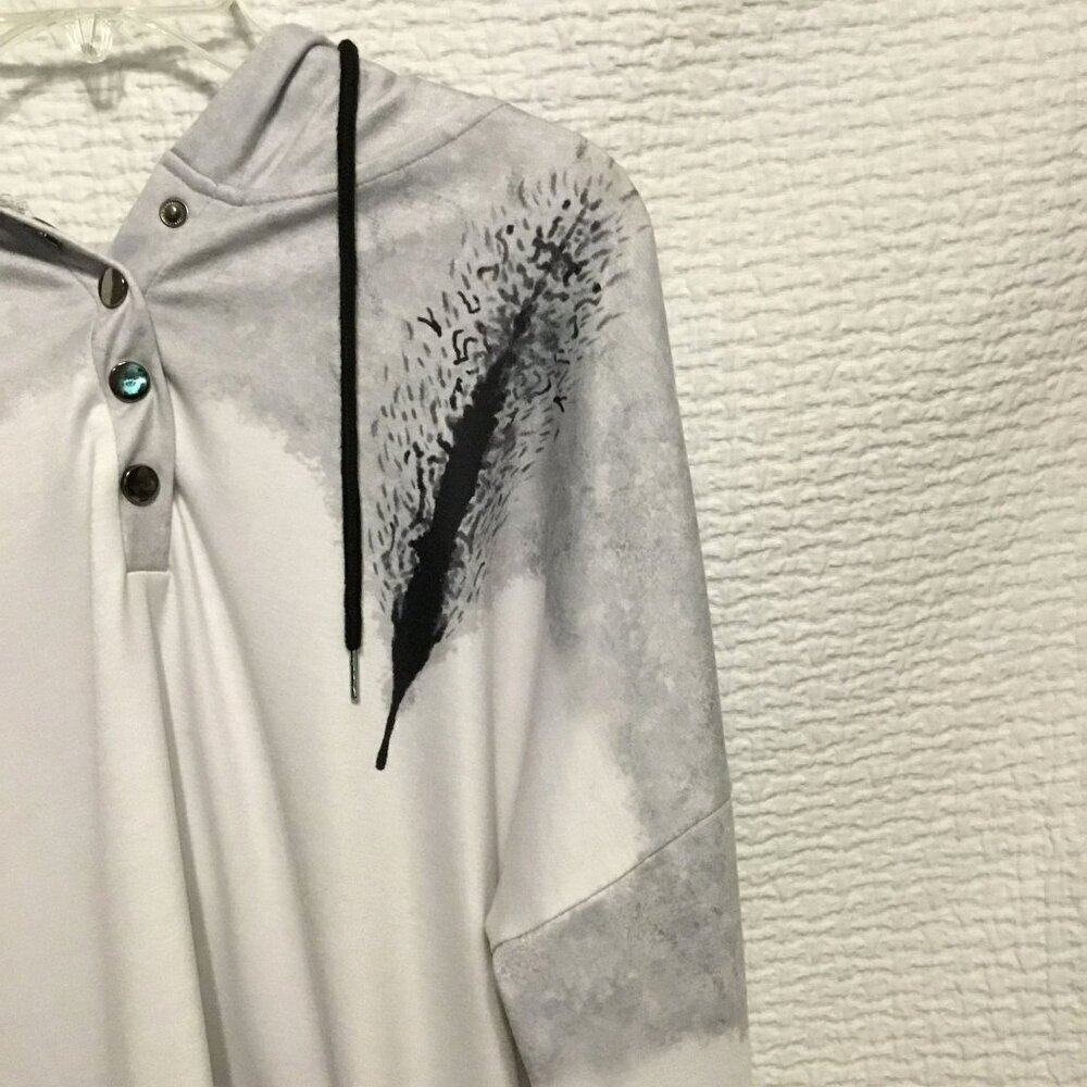 VIEACTIVEWEAR Hooded Sweatshirt Drop Shoulder Oversize Pullover Size Large Gray - Picture 3 of 11